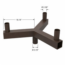 120 Degree Triple Tenon Pole Mount Adapter, Bronze, Fits 3 In. Poles