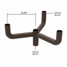 120 Degree Triple Bullhorn Tenon Adapter, 3-Head Pole Mount Bracket, Bronze