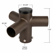 Triple Spoke Pole Mount Tenon Adapter, Bronze, Fits 2-3/8 In. Vertical Tenons