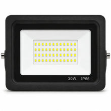 Front view of a 20 watt outdoor LED flood light for landscape security and area lighting