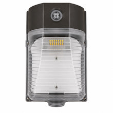Front view of a 26 watt mini LED wall pack for exterior building and security lighting
