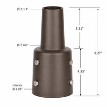 3 Inch Round Pole Tenon Adapter, 2-3/8 Inch Slip Fitter Mount, Dark Bronze
