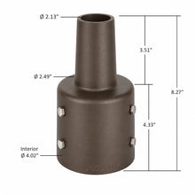4 Inch Round Pole Tenon Adapter, 2-3/8 Inch Slip Fitter Mount, Dark Bronze