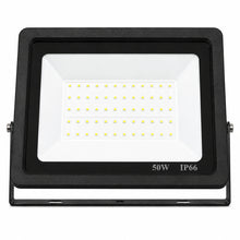 Front view of a 50 watt outdoor LED flood light for landscape security and area lighting