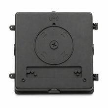 Bottom view of a 55 watt modern LED wall pack showing low profile housing for exterior wall mounting