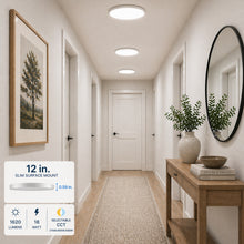 12 in. LED Flush Mount Ceiling Light, Slim Panel Disk Design, Dimmable, Selectable CCT 2700K/4000K/5000K