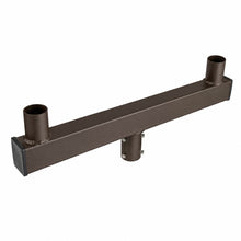 2-Head Crossarm Tenon Adapter, 180 Degree Bullhorn Pole Mount, Bronze