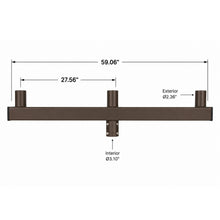 3-Head Crossarm Tenon Adapter, Triple Linear Bullhorn Pole Mount, Bronze
