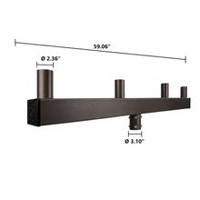 4-Head Crossarm Tenon Adapter, Quad Linear Bullhorn Pole Mount, Bronze