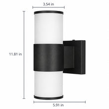 12-Inch 2-Light Outdoor Wall Sconce, Black, Up Down Lighting, E26 Base