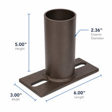Mid Pole Tenon Adapter Bracket for Square Poles, 2-3/8 in. OD Slip Fitter Mount, Dark Bronze