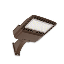 PLP100W-SCSW parking lot post light main view showing angled commercial LED lighting design
