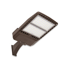 Side view of PLP150W-NCNW parking lot post light showing fixture profile and pole mounting
