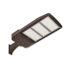Side view of PLP320W-NCNW parking lot post light showing fixture profile and pole mounting
