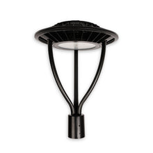Front view of PLXL080W-SCSW post light showing slim profile and pole mounting